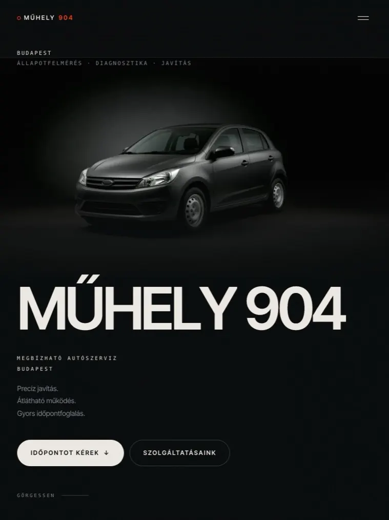 A(z) MŰHELY 904 weboldal nyitóképernyője
